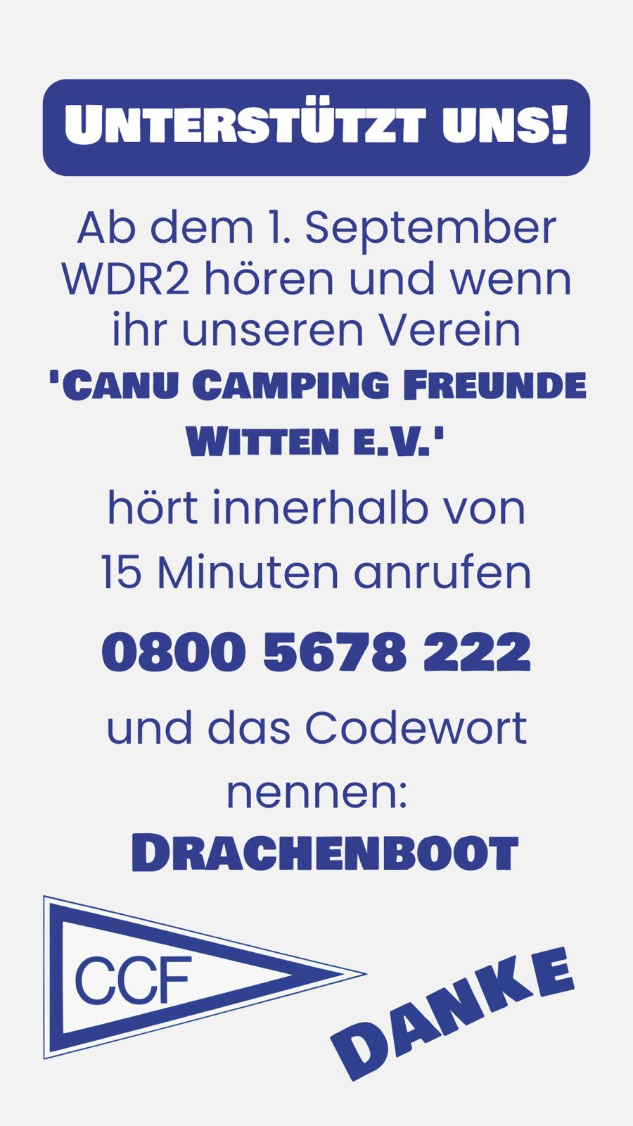 WDR2 Aktion für Vereine - bitte unterstützt uns mit einen Anruf!